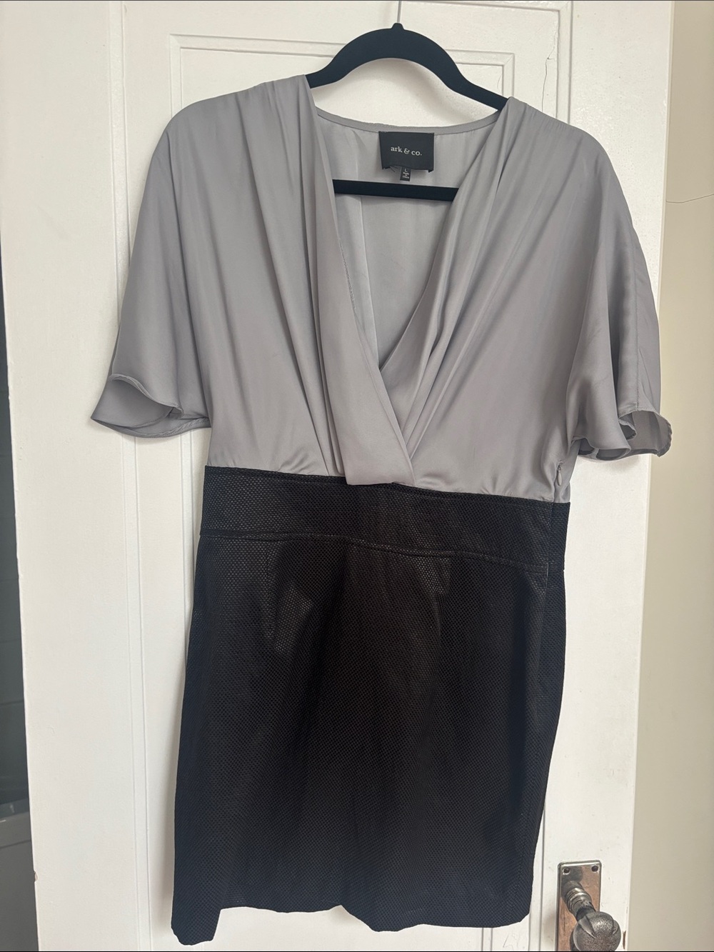 Ark & Co Gray and Black Two-Tone Wrap Dress